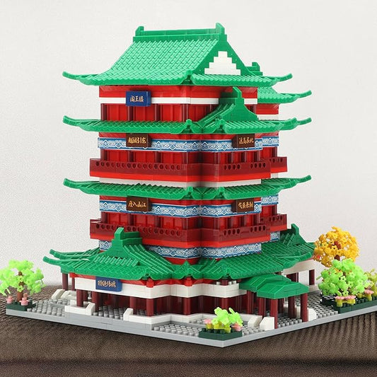 Chinese Ancient Architecture Micro Building Blocks Set in Asian- Tengwang Pavilion Model Kit Toy Gift for Adults and Kids Ages of 14+ 2536 PCS