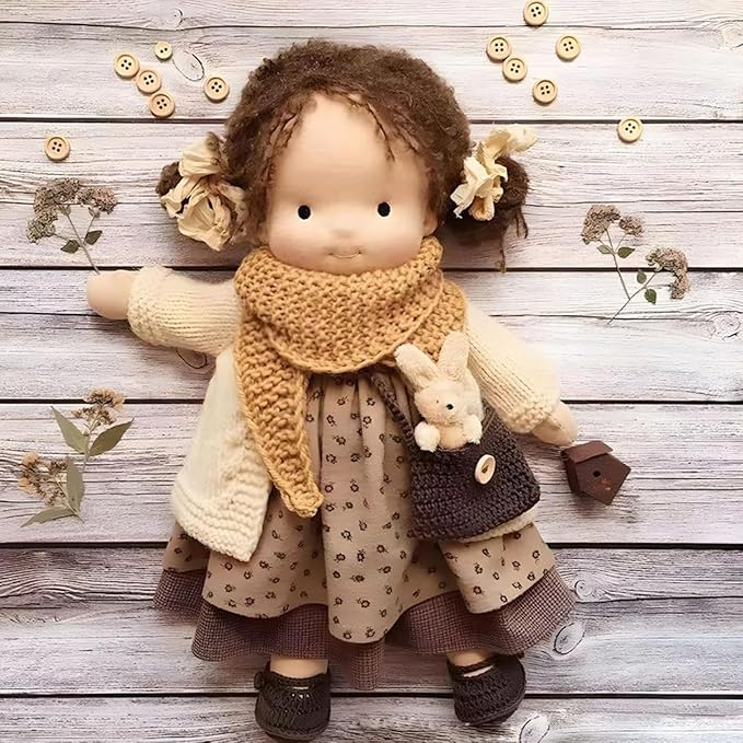 Handmade Waldorf Doll, Handmade Crocheted Vintage Cute Doll