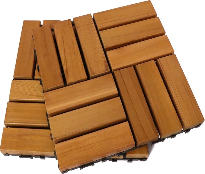 Sauna Mat Canadian Red Cedar 10PCS Set , Traditional & Infrared Sauna Accessory, 12.1*12.1*0.75In, 880LBS Load 1 Capacity Thick PVC for Outdoor & Indoor, Patio Garden, Balcony, Poolside (Modle A)