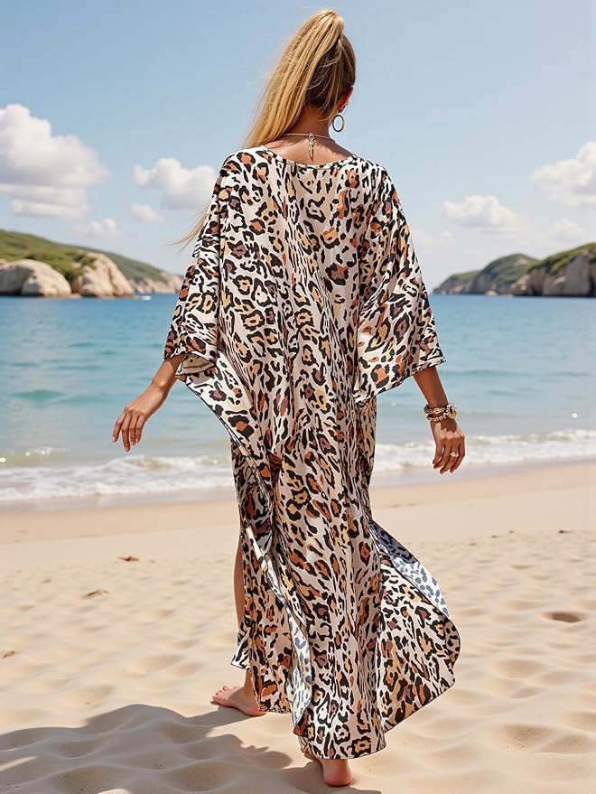Mumu Dresses for Women Plus Size, Bohemian Kaftan Beach Cover Up Long Maxi Nightgown Soft Loungewear