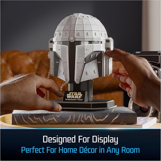 4D Build, Star Wars Mandalorian Helmet 3D Model Kit, Star Wars Collectibles & Desk Decor, Adult Puzzle, Building Toys, 3D Puzzles for Adults & Teens, 88 Pieces, for Ages 12 & Up