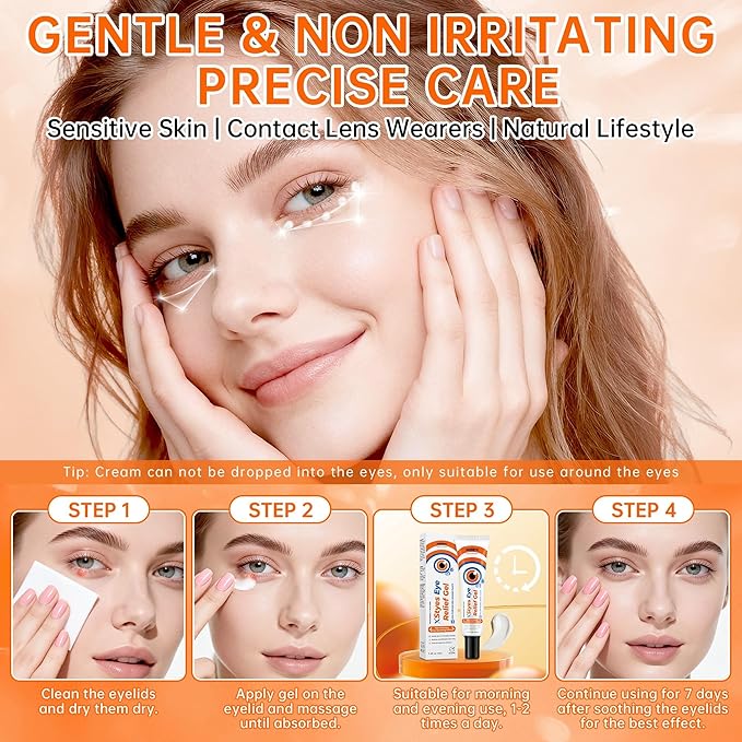 Styes Eye Relief Gel For Blepharitis & Chalazion, Eye Cream With Avocado, Sea Buckthorn & Grape Seed Oils, Soothing Irritation, Puffiness, Dark Circles, Chalazion Remover, 40g/1.4 fl oz