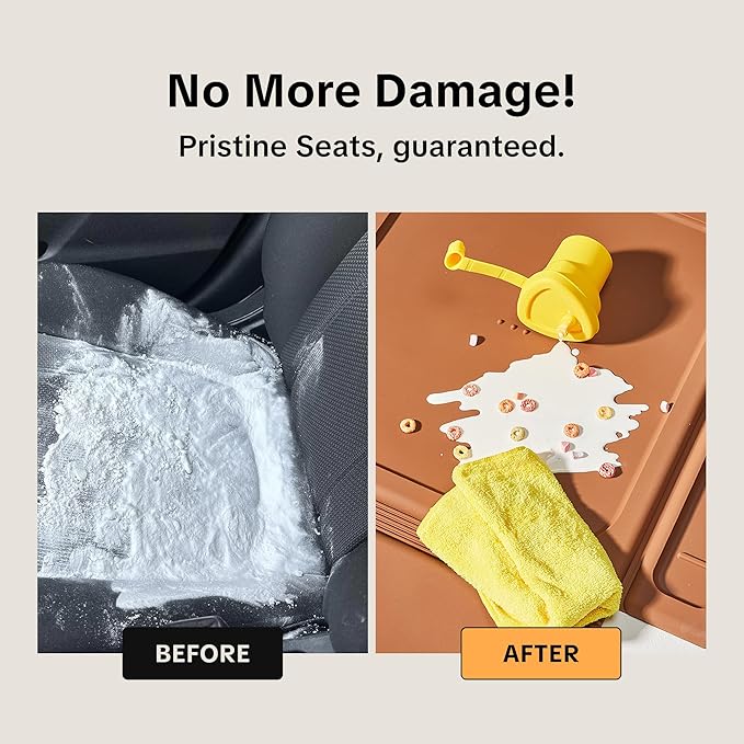 Siliguard Car Seat Protector for Leather Seats - No Indentation & Non-Slip Grip, Waterproof Seat Cover, Ultra-Thin Silicone Carseat Mat is LATCH Compatible for Baby, Child & Toddler Car Seats (Black)