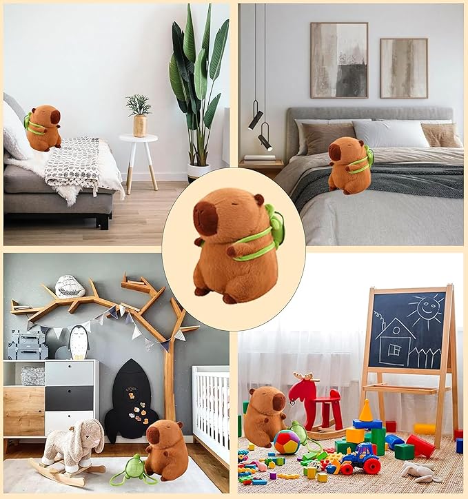 13.7 Inch Capybara Plush Toy with Turtle Backpack, Cute Animal Plush, Cute Doll for Kids, for Girls/Boys, Anxiety Stuffed Animal, Bedtime Huggable Companion