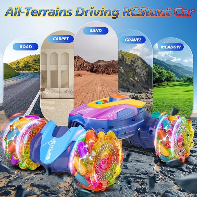 maxkes Gesture Sensing RC Stunt Car - Boys Toys Age 6-8-12, 4WD Hand Controlled Remote Control Twist Car with Light & Music, Cool Birthday Presents and Ideas Gifts for Kids Age 7 9 10 11 12 Years Old