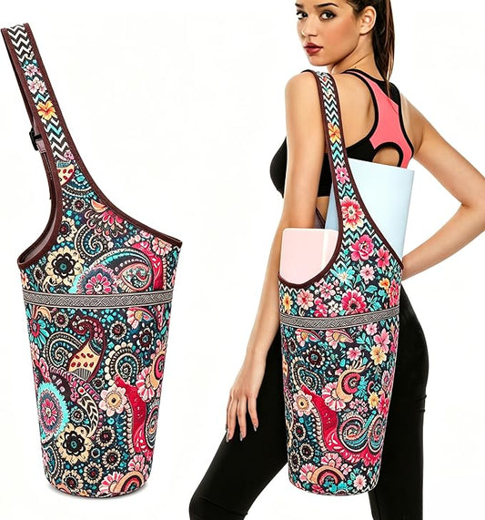 SportsYoga Mat Bag,Large Opening Yoga Mat Carrier for Quick Access,with Large Size Pocket and Zipper Pocket,Thick Mats for Workout,Gym, Pilates