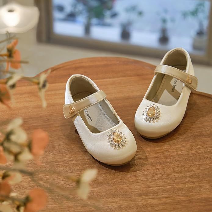THEE BRON Mary Jane Ballet Flats - Girls' Dress Shoes with Hook & Loop Closure