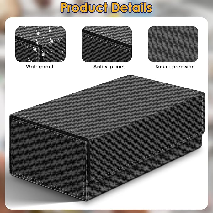 Homthy 1200+ Card Deck Case for Trading Cards, Leather Commander Card Storage Box Magnetic Card Holder Fit for MTG TCG and Sport Cards
