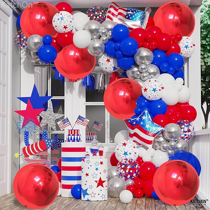 KatchOn, Red Balloons - Big 22 Inch, Pack of 6 | 4D Sphere Red Foil Balloons for Red Party Decorations | Metallic Balloons for Carnival, Casino Theme Party | Graduation Decorations 2026, Birthday