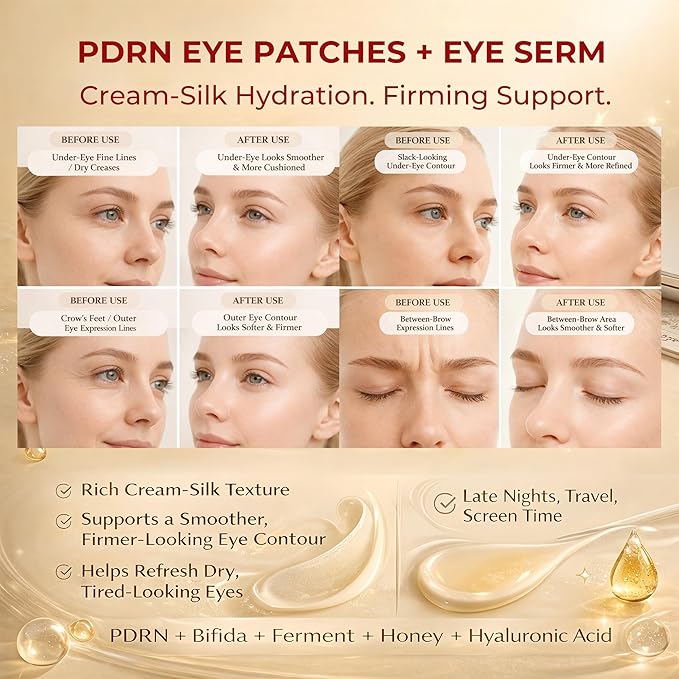 GONIM Eye Patches Collagen Under Eye Patches with Eye Serum, Retinol PDRN Eye Masks for Puffy Eyes and Dark Circles, Anti Aging Cream-Silk Texture Under Eye Mask, Gifts for Women, Hydrating 4 pcs