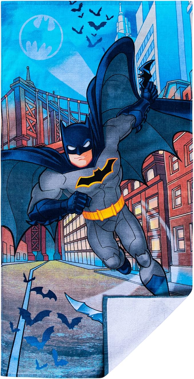 Franco Kids Super Soft Cotton Beach Towel, 58 in x 28 in, Batman DC Comics