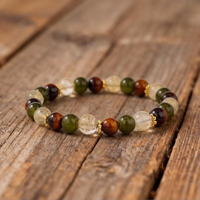 Menopause Bracelet for Women, Natural Crystal Elastic Bracelets Hot Flashes & Anxiety Relief Calming Balance Menopause's Support Jewelry Gift With Card