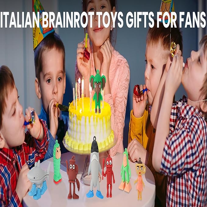 WMP® Italian Brainrot Toys, Tralalero Tralala Action Figure, Brainrot Meme Shark Figures Toys 2.5in, Funny Animals, Unique Key Chain Decor Gifts for Fans Office Room Figurine Decorations Doll(12Pcs)