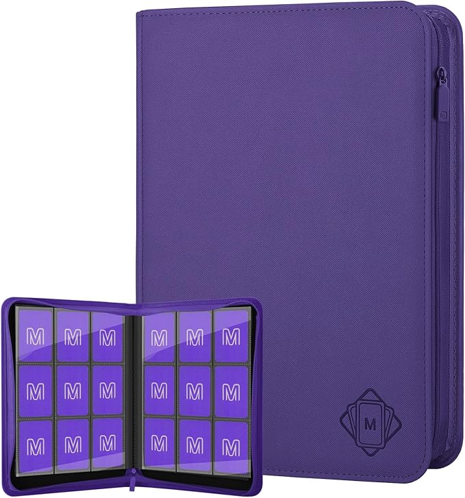 Trading Card Binder with 9 Side Loading Pocket Card Album Hold Up to 540 Cards PU Card Collection Binder, Collectible Albums Card Folder for MTG, TCG, Sports Cards（9-Purple）