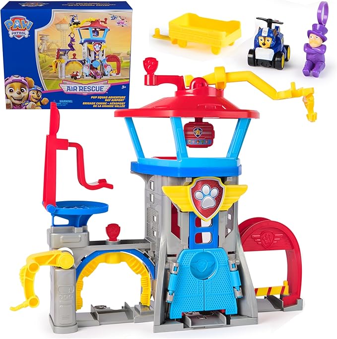 Paw Patrol: Air Rescue, Pup Squad Adventure Bay Airport Playset, with Chase Toy Car Vehicle Launcher, Kids Toys for Boys and Girls 3+