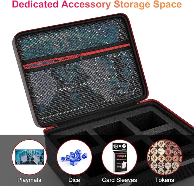 Proijeut Card Deck Box with Portable Case, 6 Pack Clear Commander Deck Box with 6 Dividers, Holds 600+ Double Sleeved Cards, Fit for MTG, YuGiOh, TCG
