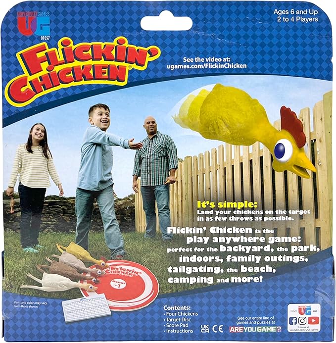 University Games, Flickin Chicken Indoor Outdoor Target Toss Game, The Go Anywhere Game for 2 or More Players Ages 6 and Up