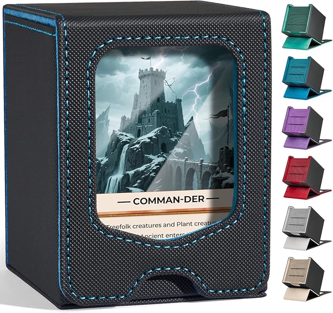 Fabmaker 4 Pack Deck Box Compatible with MTG Commander, (patent Pending) Magnetic Trading Card Storage Box with Comman-der, Fits 100 Double-Sleeved Cards, Card Box Compatible with Magic the Gathering