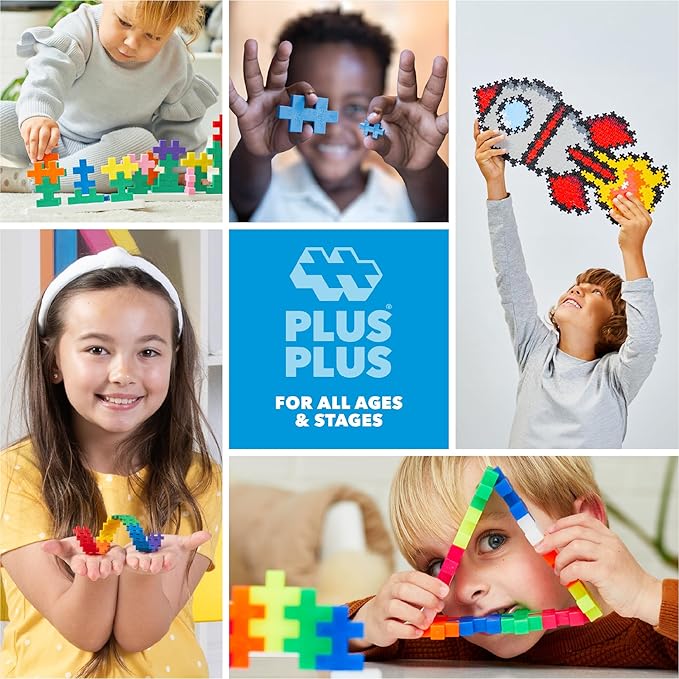 PLUS PLUS 240 Piece Interlocking Building Blocks for Kids, Open Ended Connecting Toys, STEM Bin Classroom Mini Manipulatives - Glitter Mix Play Tube