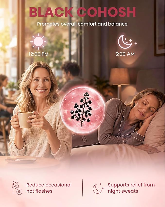Menopause Supplements for Women - 10-in-1 Hormone Balance Complex with Black Cohosh, DIM, Chasteberry & Ashwagandha - Support for Hot Flashes, Night Sweats, Mood Swings & Sleep, 60 Capsules