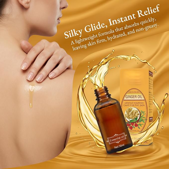 Ginger Massage Oil, Natural Body Oil for Skin, for Relaxing Muscles Massage for Massage Body for Skin Moisturizing for Men and Women, with Ginger & Grapefruit, 3.72 Fl Oz