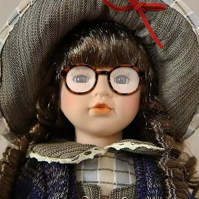DOITOOL Doll Glasses for 18 Inch Dolls, 6 Pcs Mini Eyeglasses Doll Dress up Glasses Round Frame with Clear Lenses Cosplay Party Accessories