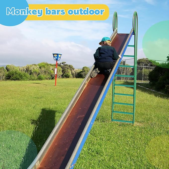 15 Set Metal Monkey Bars Ladder Rungs Set for Backyards Playground and Children Indoor and Outdoor Climbing Kit (16 Inch, Green)