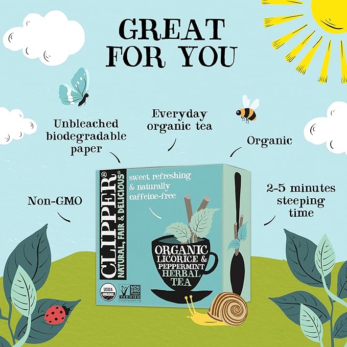Clipper Organic Licorice & Peppermint Tea, Caffeine Free, 50