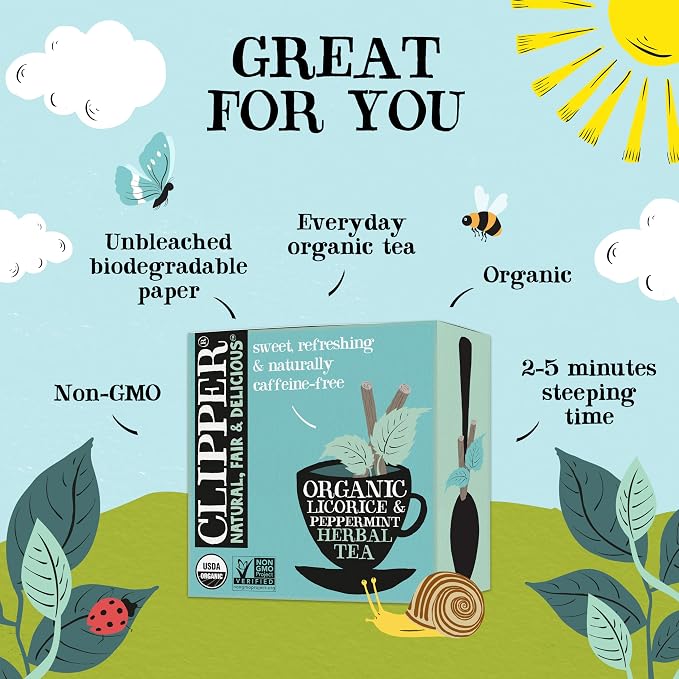 Clipper Organic Licorice & Peppermint Tea, Caffeine Free, 200