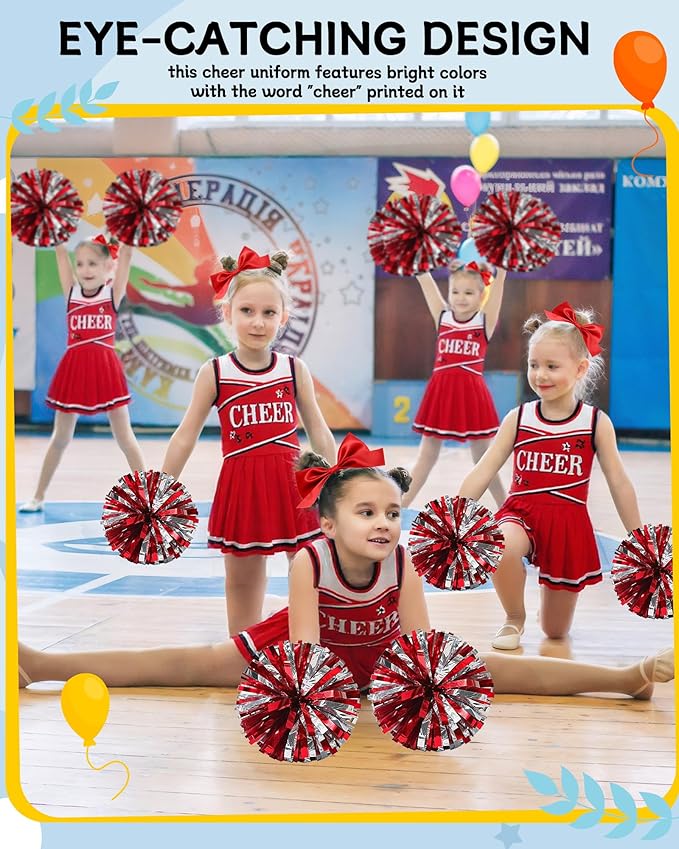 JenPen Cheerleader Costume Set Cheerleading Outfit Cheer Uniform Dress Cosplay for Halloween Party Gifts 3-9 Years