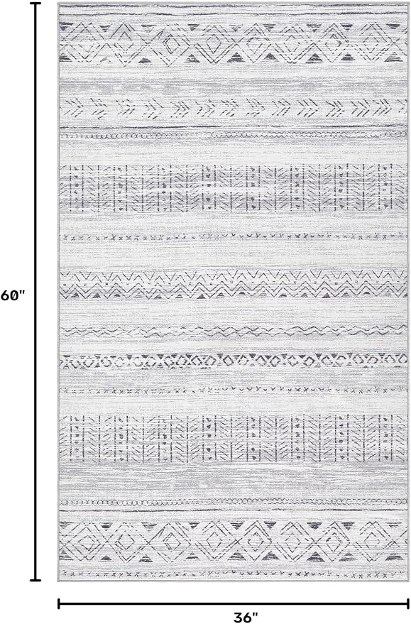 cotiled 3x5 Area Rugs Living Room Rug: Washable Boho Rugs with Non Slip Backing Small Soft Indoor Stain Resistant Carpet for Bedroom Farmhouse Dining Room Lightweight Home Decor Dark Grey