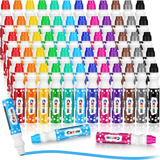 Crtiin 60 Pack Bingo Daubers Bulk 12 Assorted Colors Dot Markers 1.35 oz Dot Markers Paint Set Bingo Game Supplies for Kids Toddles Adults Art Painting Drawing Craft Coloring Party Gift