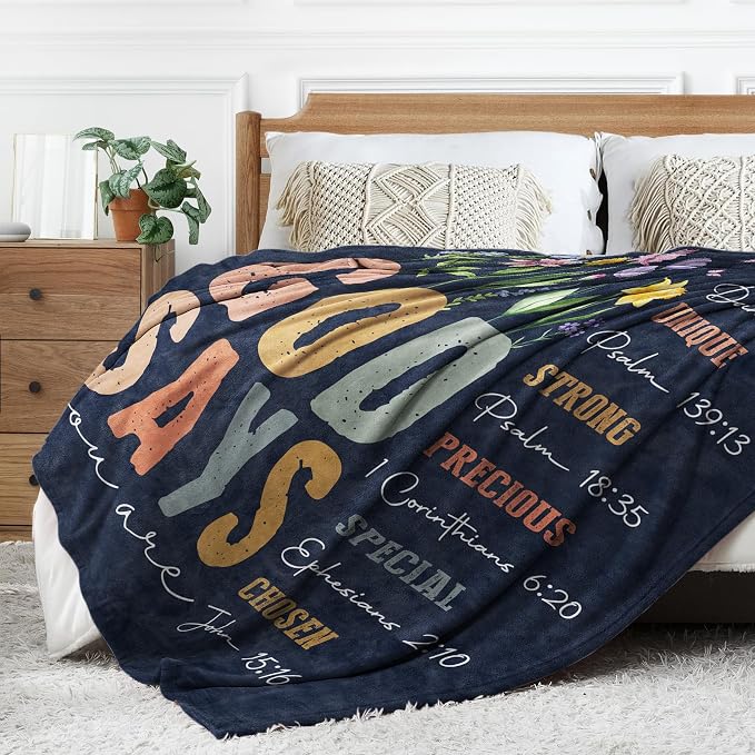 Gifts for Women - Christian Inspirational Floral Blanket | Religious Birthday Gift for Women, Blanket for Mom, Sisters, and Friends, Baptism & Confirmation, Spiritual Gift 80"X 60"