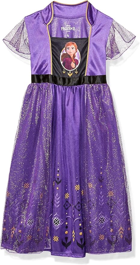 Disney Girls' Princess Dress Nightgown, Fantasy Gown, Soft & Cute Pajamas for Kids