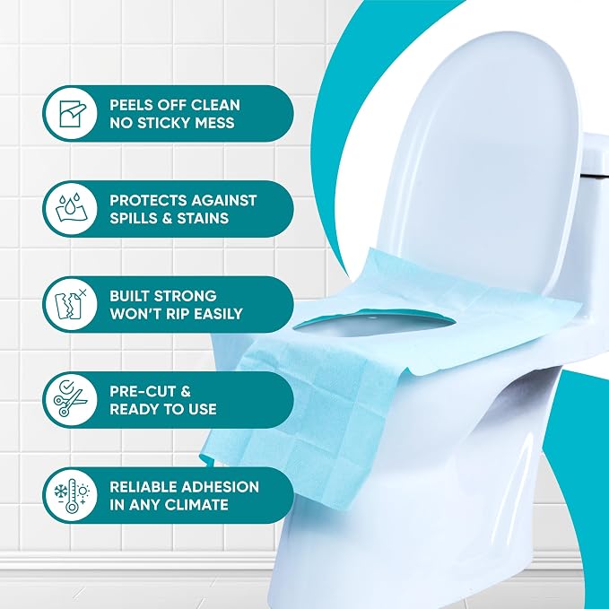 Pack 120 X-Large Disposable Toilet Seat Covers PE Material | Travel Toilet Seat Covers for Adults and Potty Training, Premium Toilet Seat Liners for Public Restrooms