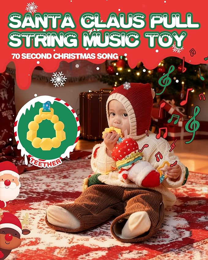 Jollybaby My Baby First Christmas Toys for Toddler 0-6-12-18-36 Months, Car Seat Stroller Crib Toy, Christmas Stocking/Socks Stuffers Gifts for Tummy Time Infants/Newborns Boy and Girl