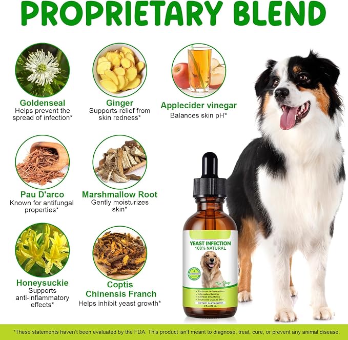 Natural Yeast Treatment for Dogs (2 Pack), Yeast Infection Treatment for Dogs, Supports Healthy Itch Relief, Dog Allergy Relief, Alleviates Itching, Improves Coat & Skin, Dog Herbal Supplement