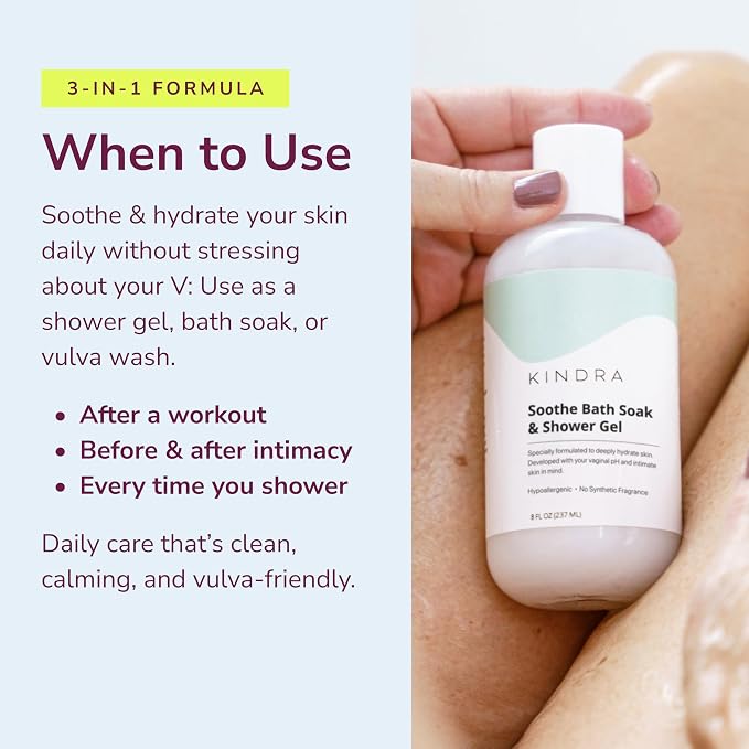 Kindra Soothe Feminine Wash - pH Balanced Unscented Intimate Wash - OBGYN Recommended for Vulva Dryness, Odor Support, Anti Itch, and Irritation - Vaginal Health Safe