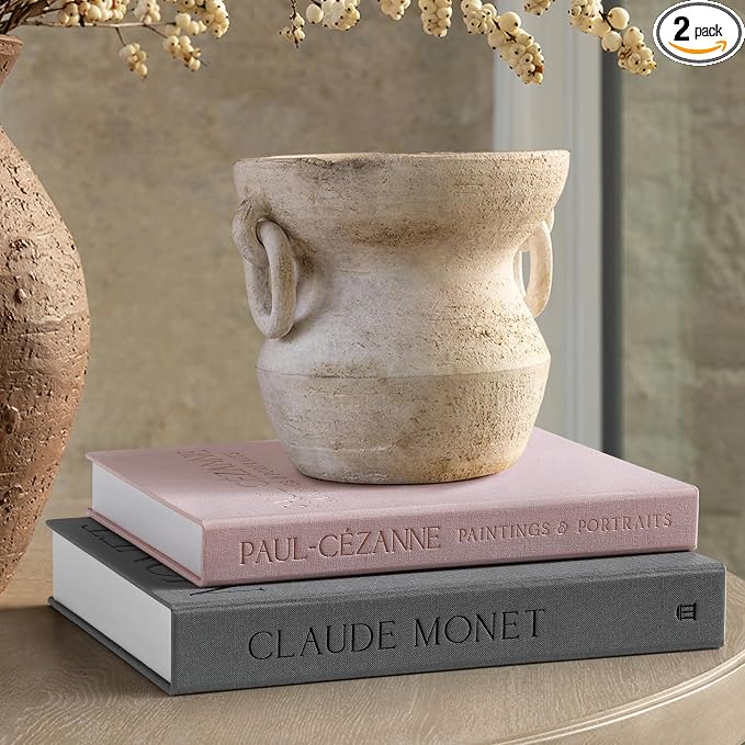 Aesthetic Decorative Books - Coffee Table Books Decor - Faux Decor Book Storage Box for Decoration - Set of 2 Linen Fake Book for Home Table Decors - Photo Storage Keepsake Box