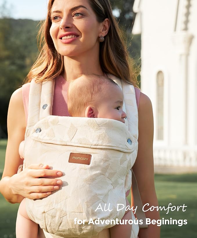 Momcozy Baby Carrier - Ergonomic, Cozy and Lightweight Carrier for 7-45lbs, Effortless to Put On, Ideal for Hands-Free Parenting, Enhanced Lumbar Support, Purehug for Infant to Toddler, Geometry