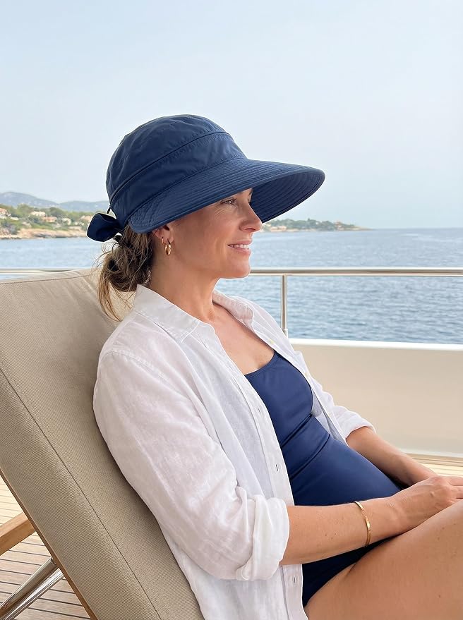 2-in-1 Women’s Sun Visor Sun Hat Zipper Off Ponytail Friendly, Lightweight Quick Dry, Summer UV Protection