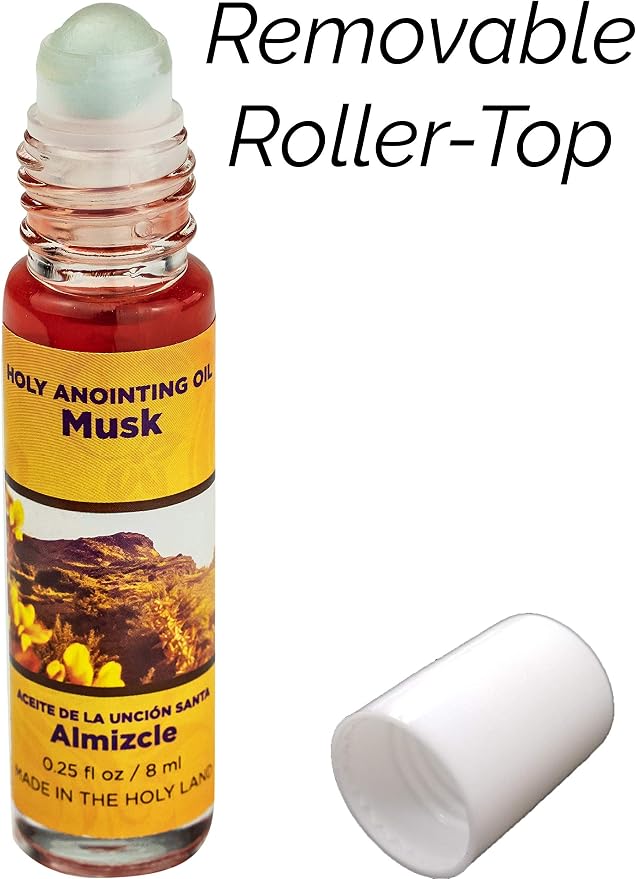 Musk Holy Land Anointing Oil from Israel, 1/4 oz Roller Bottle from Jerusalem, Locally Sourced Herbs & Essences, Gift for Pastors, Priests, Rabbi, & Clergy, Aceite Ungido de Almizcle