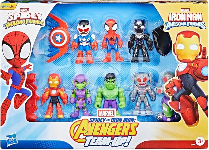 SPIDEY AND HIS AMAZING FRIENDS Marvel, Iron Man and His Awesome Friends Spidey and Iron Man: Avengers Team-Up, 3-Inch Action Figure Set, 3+
