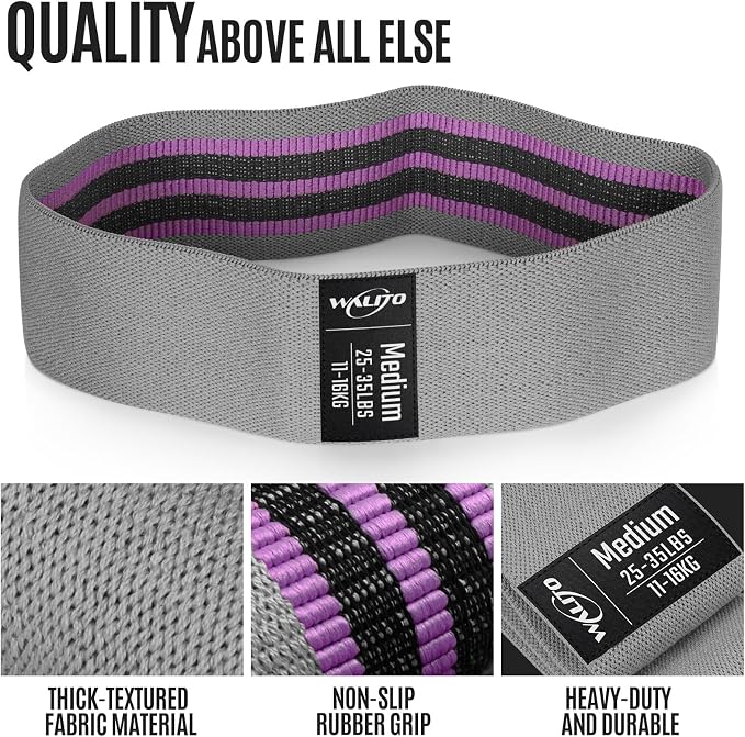 WALITO Resistance Bands for Working Out, Fabric Exercise Bands for Legs and Butt, Workout Bands for Women and Men, Booty Band for Yoga Starter Set, Pilates, Rehab, Fitness and Home Workout