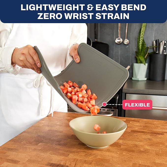 TPU Cutting Board Flexible Mat, 14.5" x 9" Nonslip Korean Cutting Board for kitchen, BPA Free Flexible Chopping Board, TPU Material Double-sided Dishwasher Safe