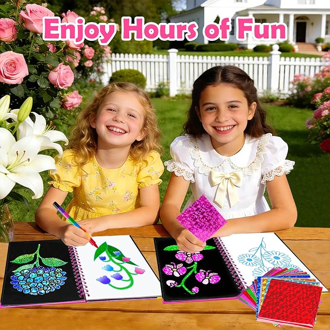 FUNNYB&G Foil Art Crafts for Kids Ages 4-8: Valentines Crafts for Kids 2026,Birthday Gift for Girls,Art and Crafts Supplies,Party Favors,Creative Toys for Girls Boys 4 5 6 7 8 9 Years Old (Flower)