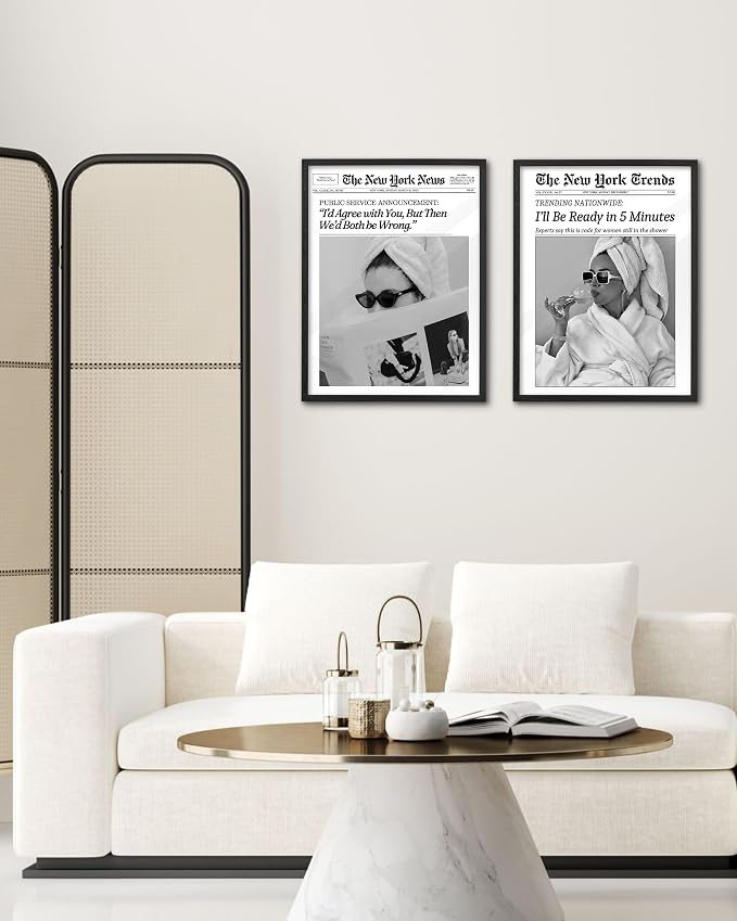 EcoHest 12x16 in I'll Be Ready in 5 Minutes Newspaper Canvas Art | Unframed Canvas Print, Feminist Newspaper Wall Decor for Bathroom, Bedroom, Apartment, Dorm Room, 1Pack