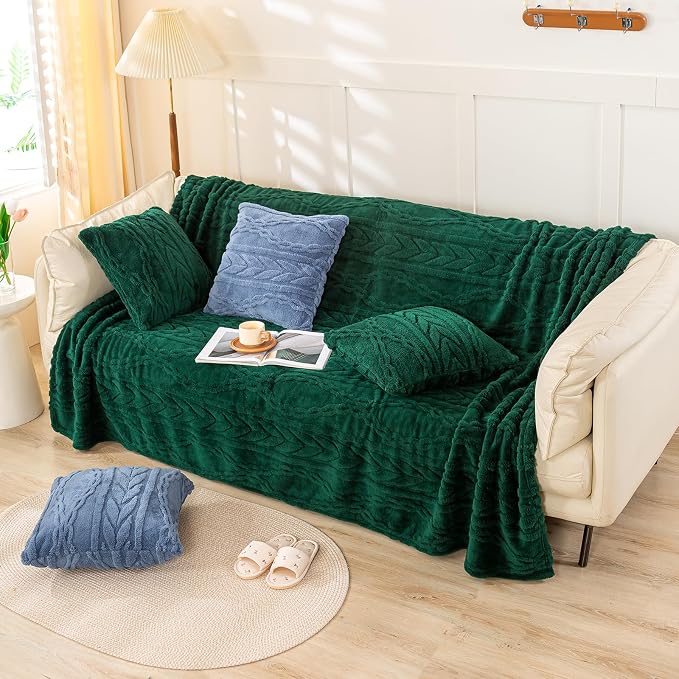 YUSOKI Sherpa Fleece Twin XL Size Blanket, Forest Green, 65"x90" | 3D Stylish Design,320GSM, Non-Shedding, Lightweight for All Season Use, stays fluffy after repeated washes, Perfect Gifts