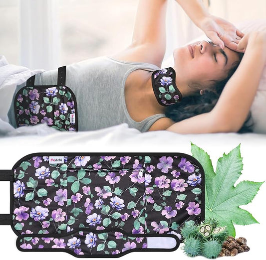2 Pack Castor Oil Pack Wrap, Organic Cotton for Liver Detox, Reusable Compress Highly Absorbent Anti Oil Leak, Multiflora Rose (Oil Not Included)