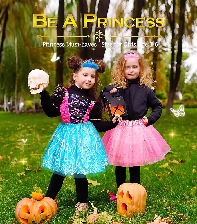 Kids Princess Dress Up Clothes for Little Girls, Pretend Play & Dress Up Costume Set for 3-6 Toddler Little Girls